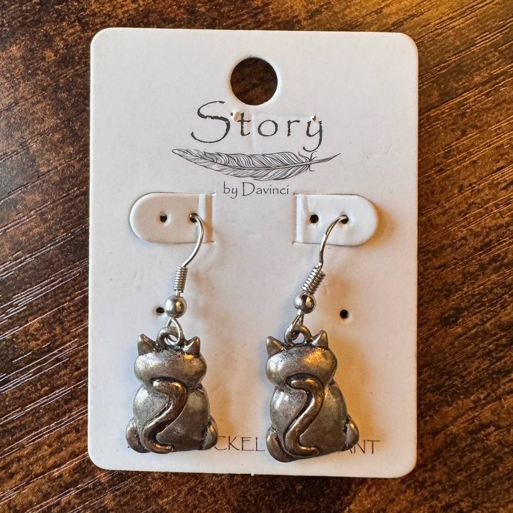 Lead & Nickel Cat Earrings by Story